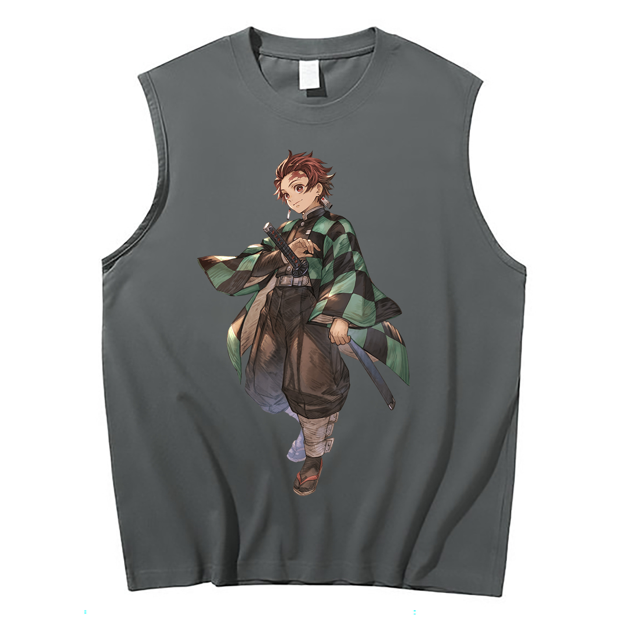 （画像用） 鬼滅の刃 竈門 炭治郎／かまど たんじろう Kamado Tanjirou コットン100％タンクトップ（フロントプリント）